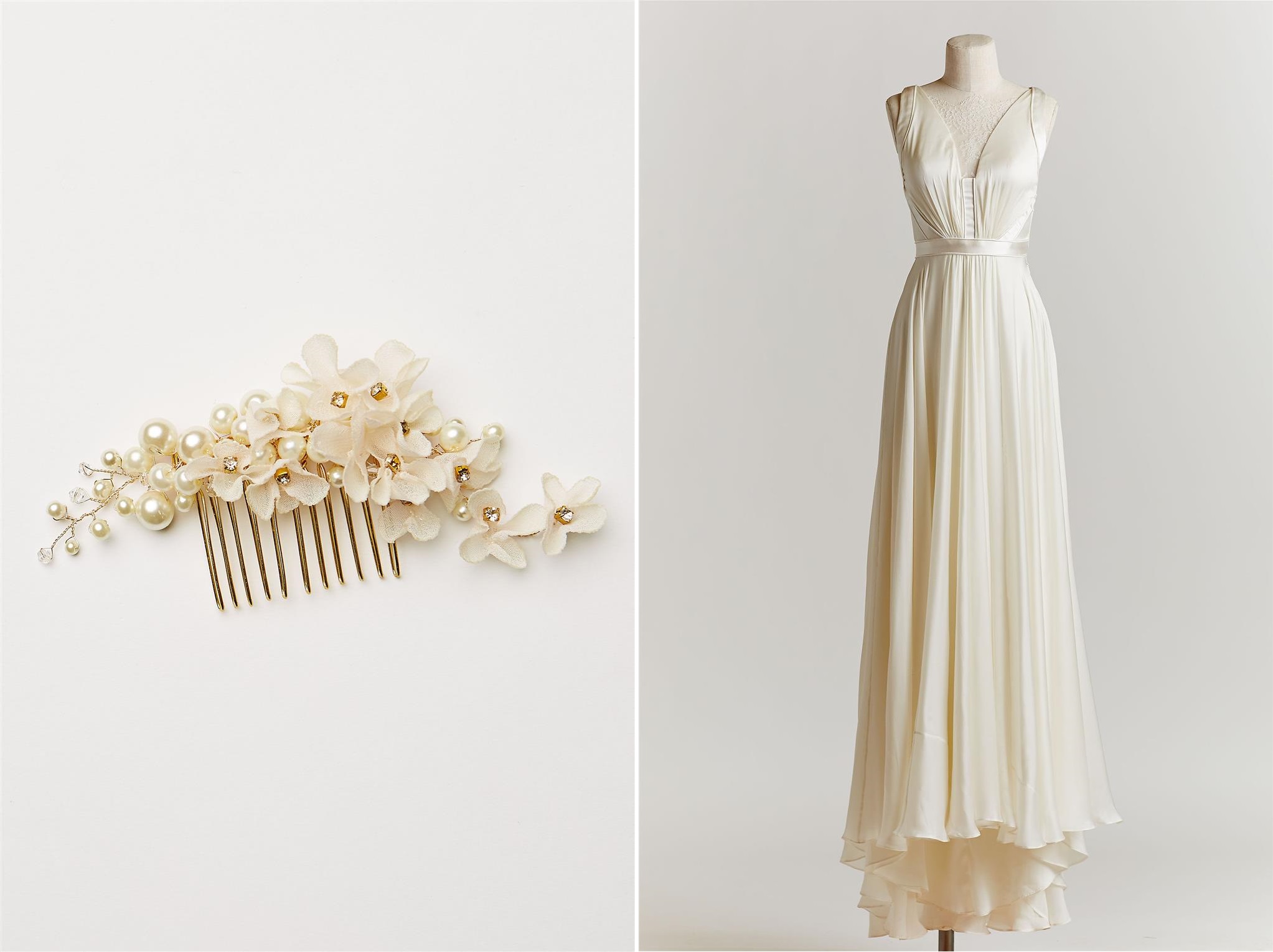 Paperwhite Comb and Angel Wedding Dress
