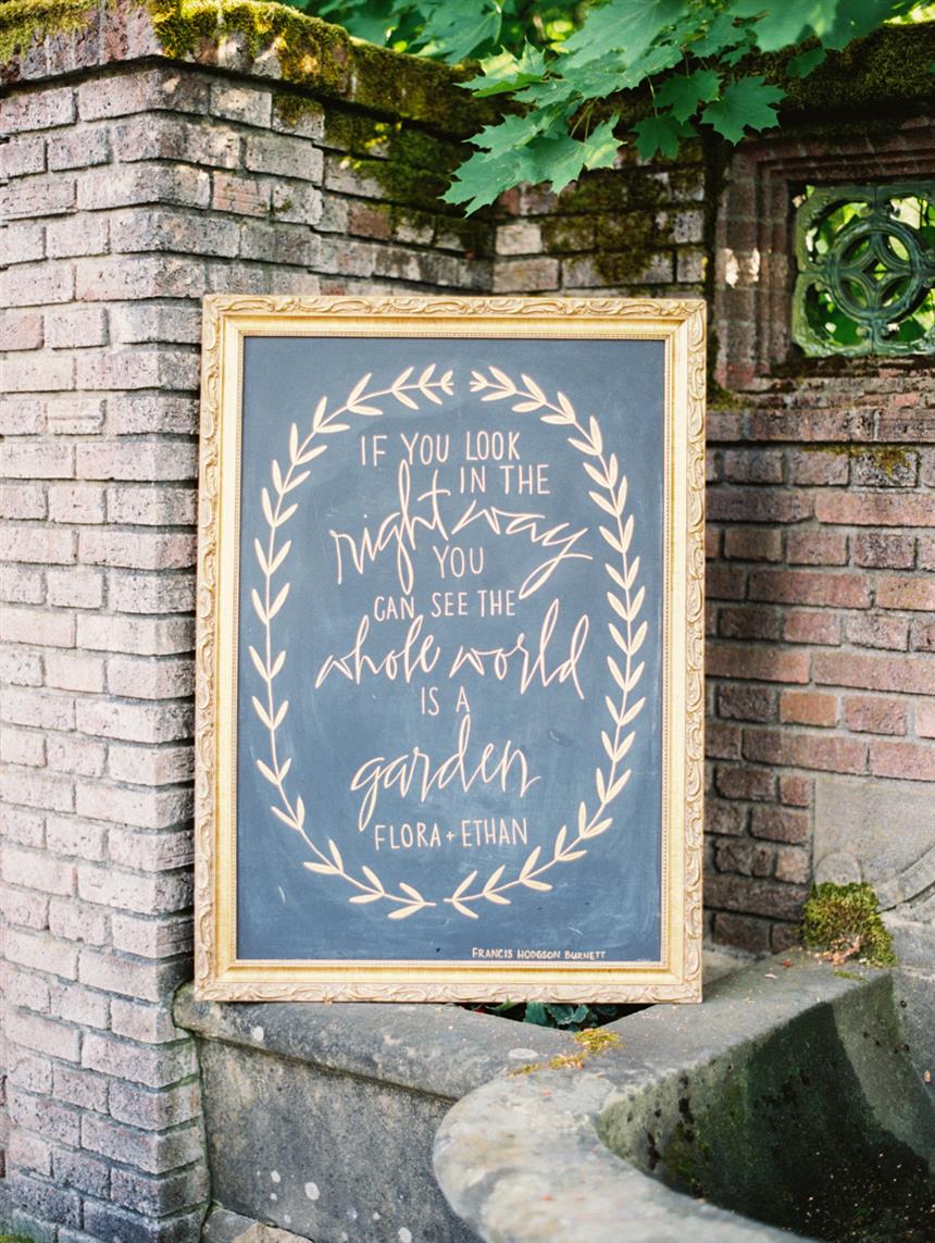 Calligraphy Wedding Sign - "The Secret Garden" A Romantic Garden Wedding Inspiration Shoot