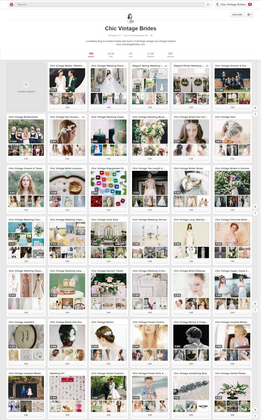 Chic Vintage Brides Wedding Inspiration on Pinterest