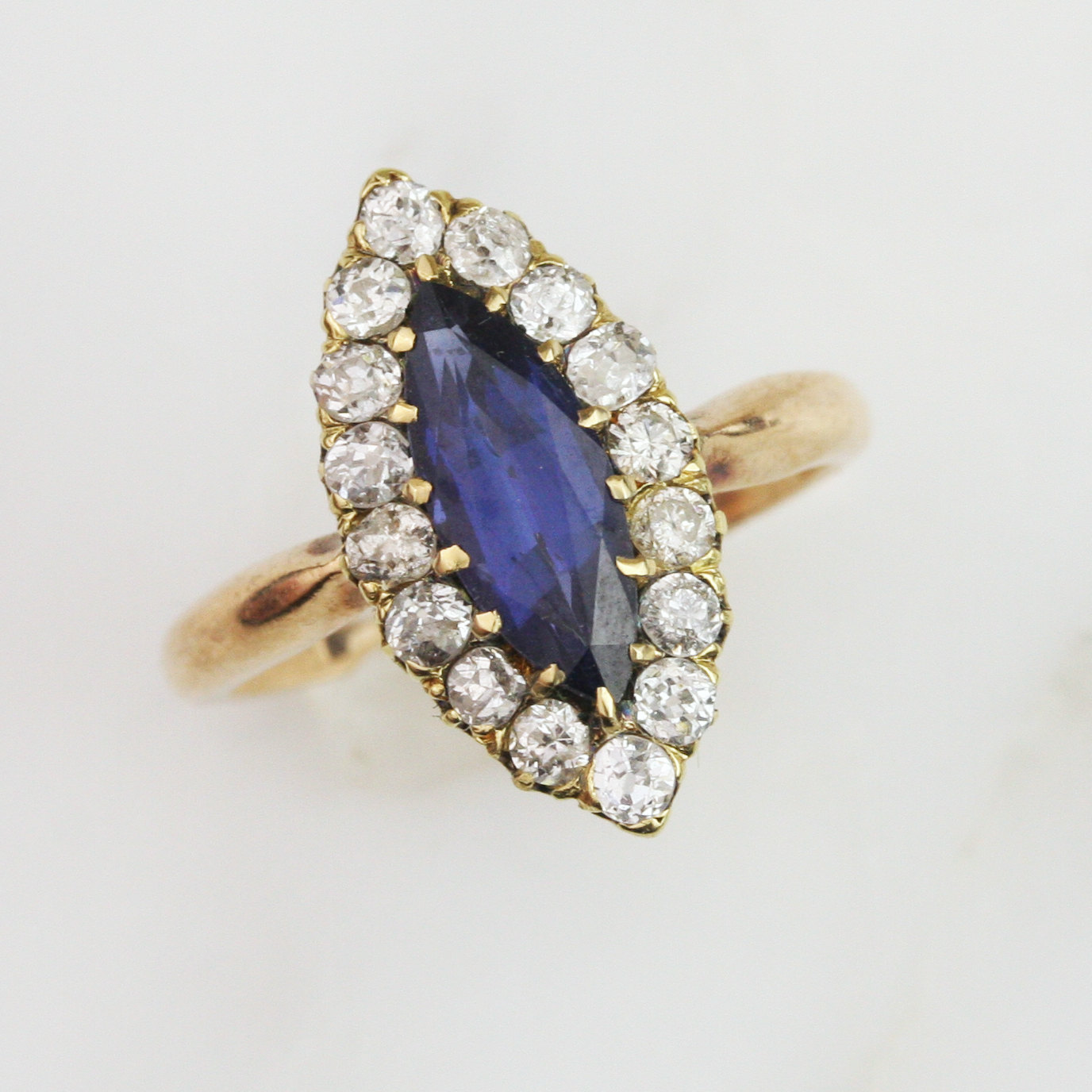Victorian Sapphire Diamond Engagement Ring