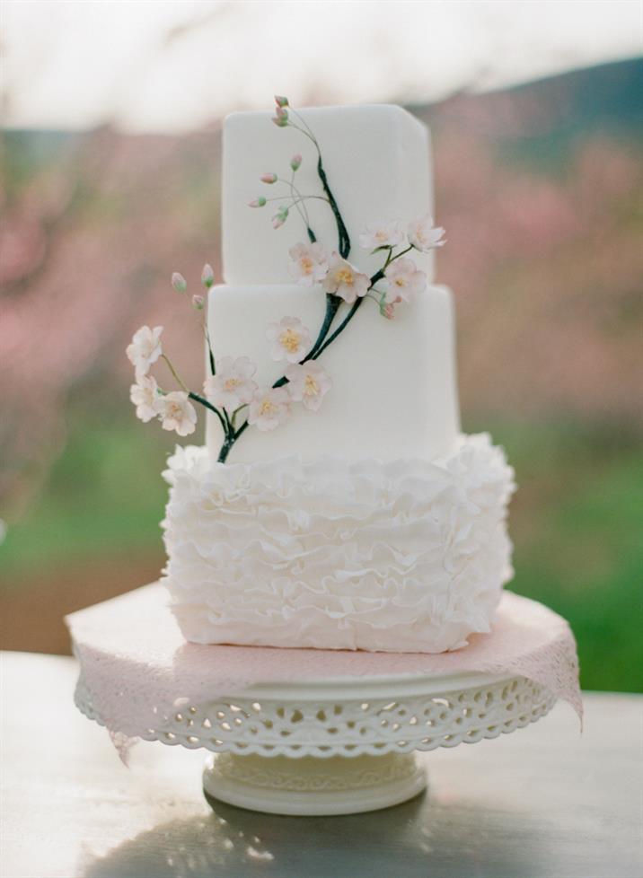Spring Wedding Cake - The Prettiest Pink Spring Wedding Inspiration Shoot In A Blossom-Filled Orchard