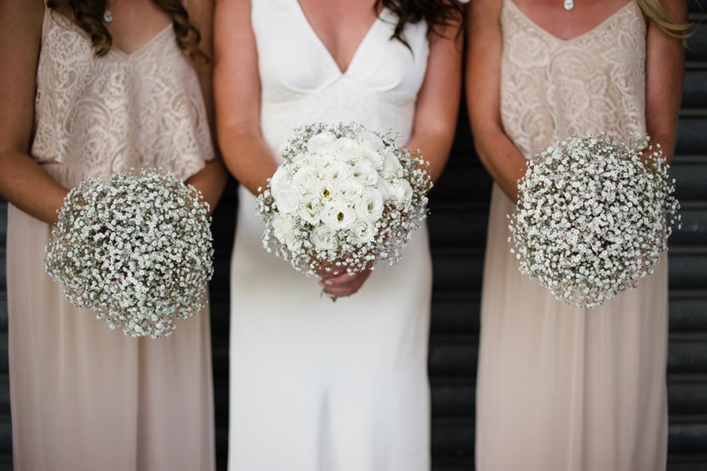 Bridesmaids & Bouquets - A Stunning Summer Winery Wedding in White from Meredith Lord Photography