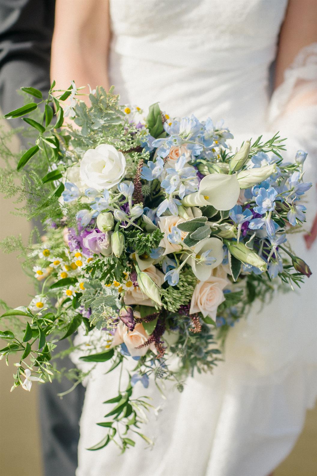 A Wild Blue Bridal Bouquet for a Beach Wedding