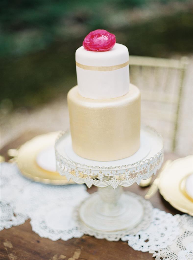 Wedding Cake - A Stylish Modern-Vintage Blush & Gold Wedding Inspiration Shoot