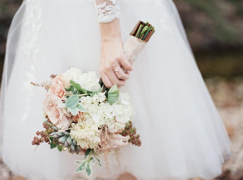 Bridal Bouquet - A Stylish Modern-Vintage Blush & Gold Wedding Inspiration Shoot