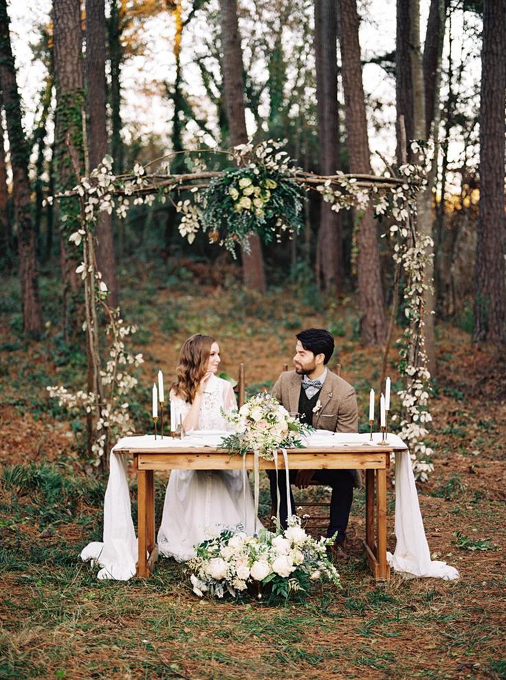 An Elegant Woodland Wedding Inspiration Shoot - Sweetheart Table