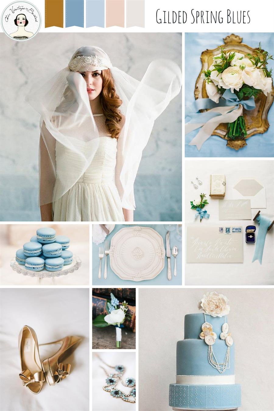 Gilded Spring Blues - Heavenly Wedding Inspiration Board in Shades of Pale Blue & Gold