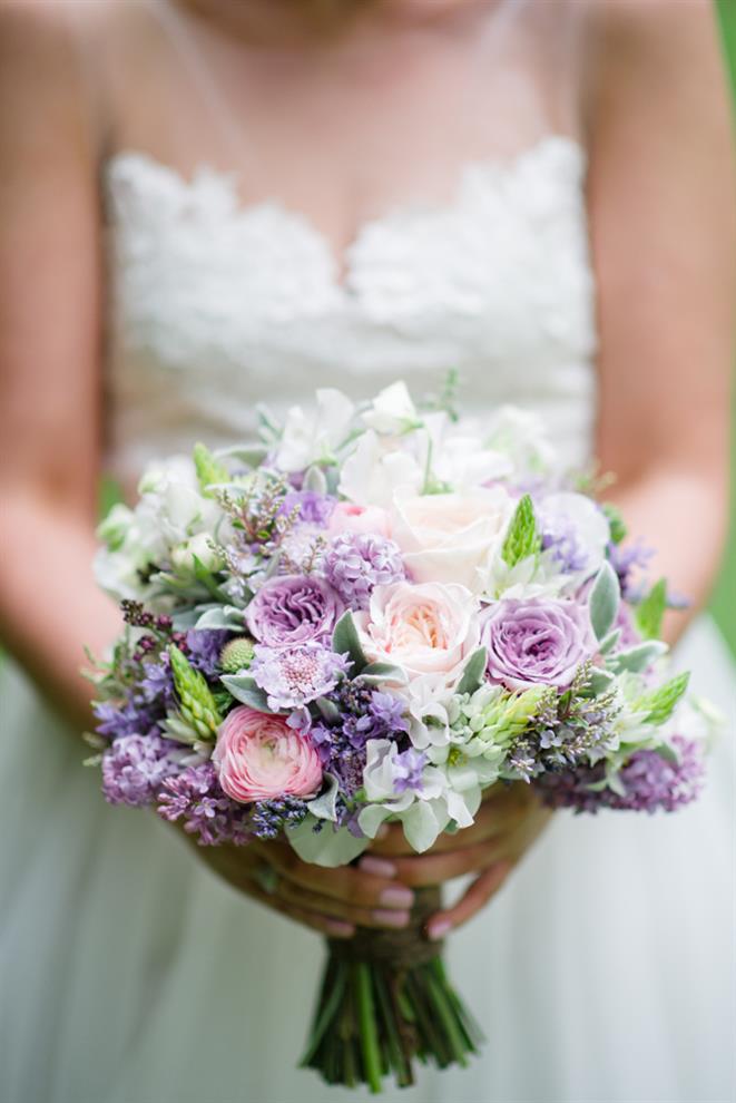 Spring Bridal Bouquet of Pretty Purples & Pink