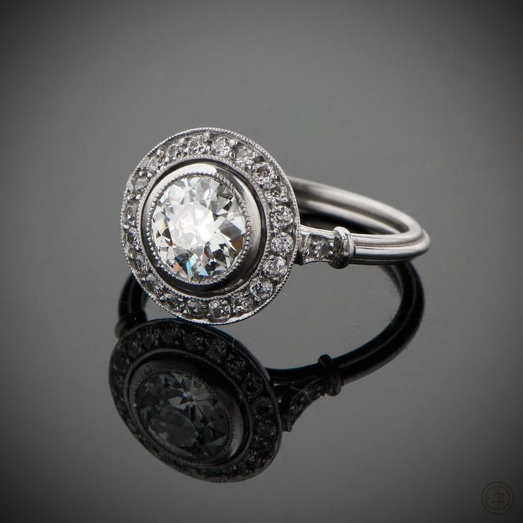 1.10ct Vintage Diamond Halo Engagement Ring from Estate Diamond Jewelry