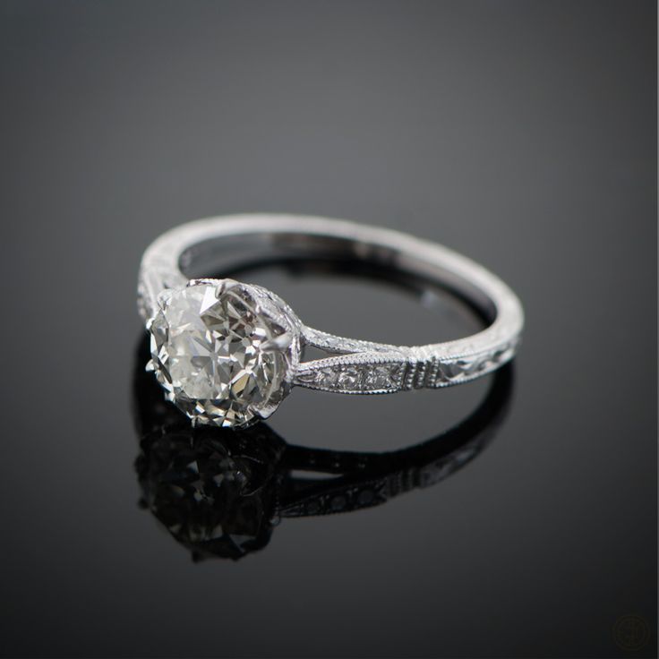 Solitaire Old European Engagement Ring from Estate Diamond Jewelry