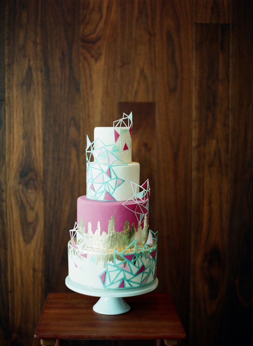 Geometric Wedding Cake - Mid-Century Wedding Inspiration