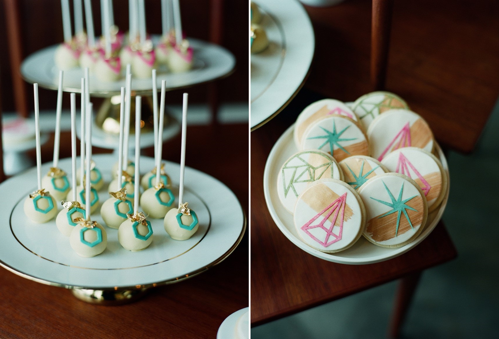 Geometric Wedding Cake Pops - Mid-Century Wedding Inspiration