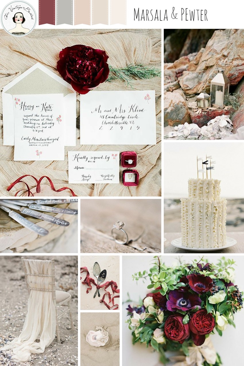 Marsala & Pewter - Beach Wedding Inspiration in an Elegant Colour Palette of Marsala, Pewter, Blush & Sand