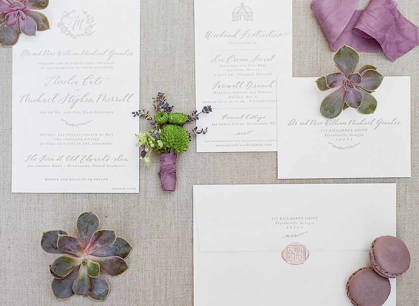 Wedding Stationery - Sweet 1950s Inspired Wedding Ideas in Lavender & Green