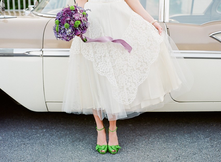 Green Bridal Shoes - Sweet 1950s Inspired Wedding Ideas in Lavender & Green