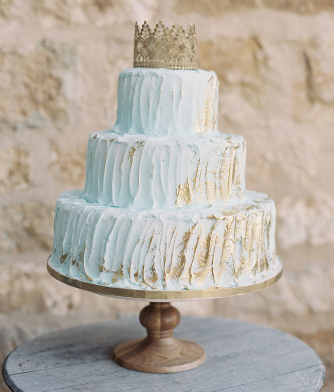Mint Wedding Cake with Crown Topper