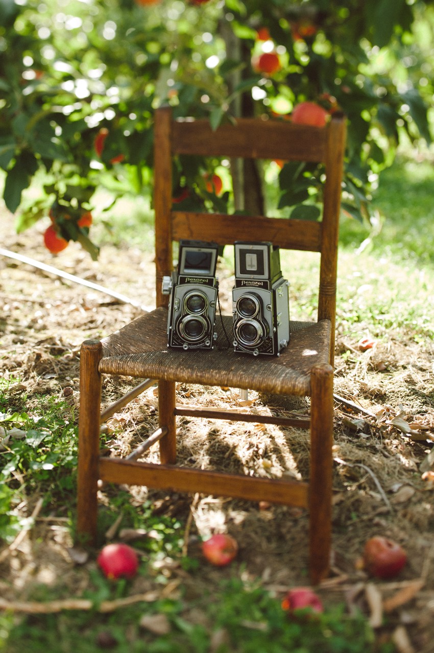 Vintage Cameras - A Sweet Summer Apple Orchard Engagement Session