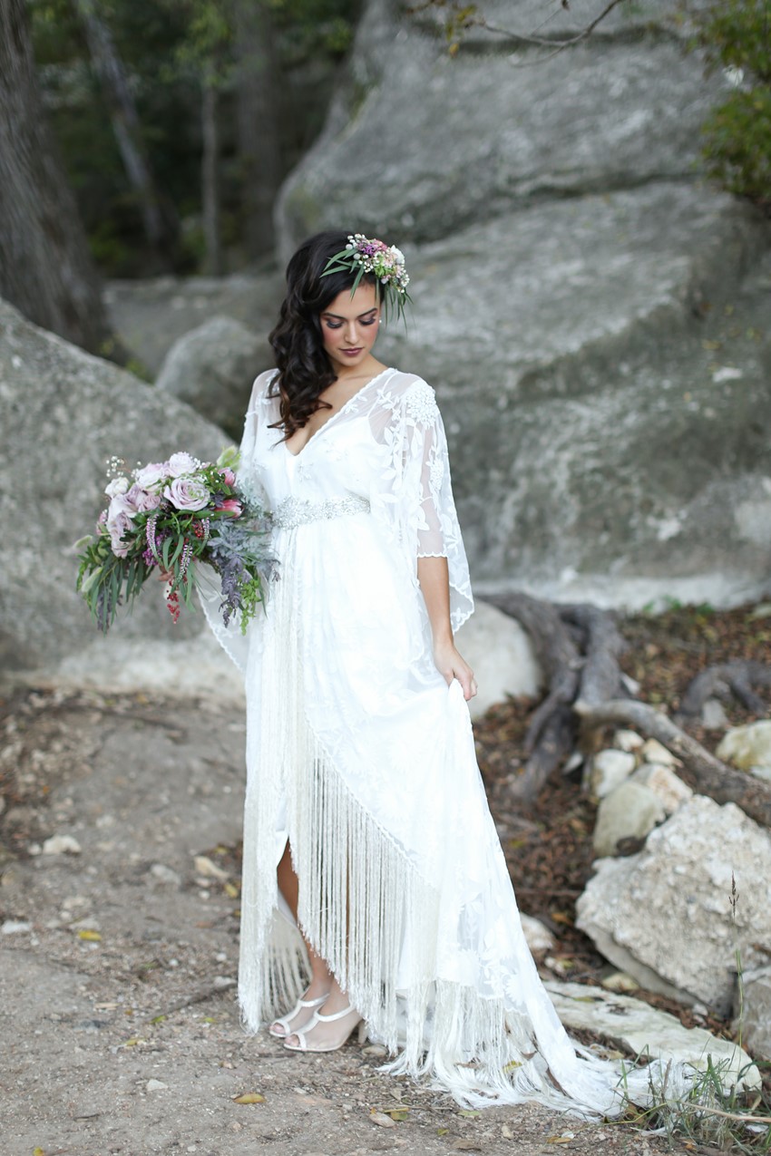 Romantic Wedding Inspiration with a Vintage Boho Wedding Dress