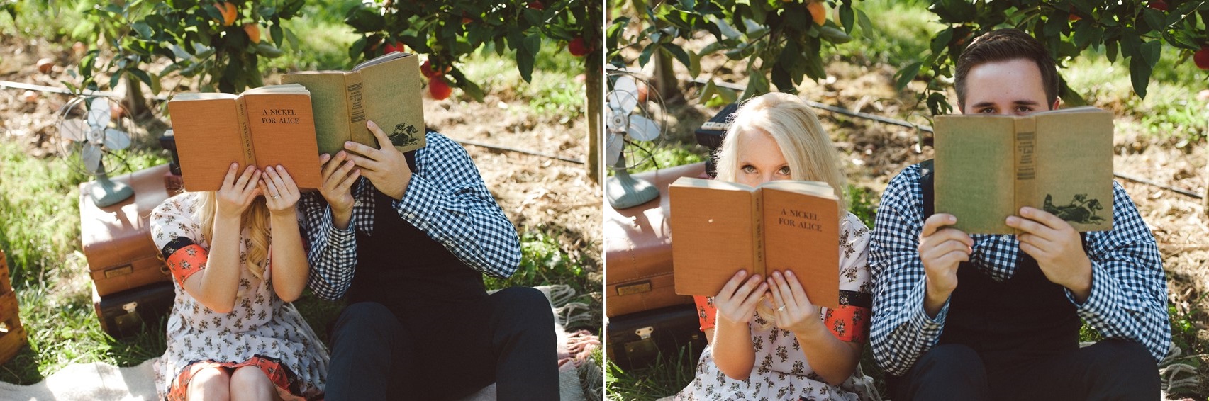 Vintage Books - A Sweet Summer Apple Orchard Engagement Session