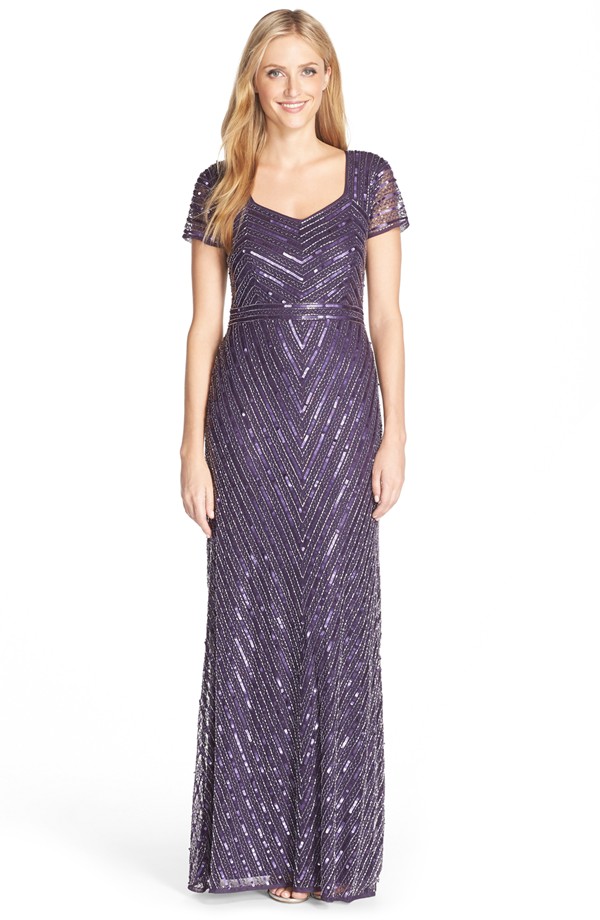 Art Deco Bridesmaid Dresses - Embellished Lavender Maxi Dress