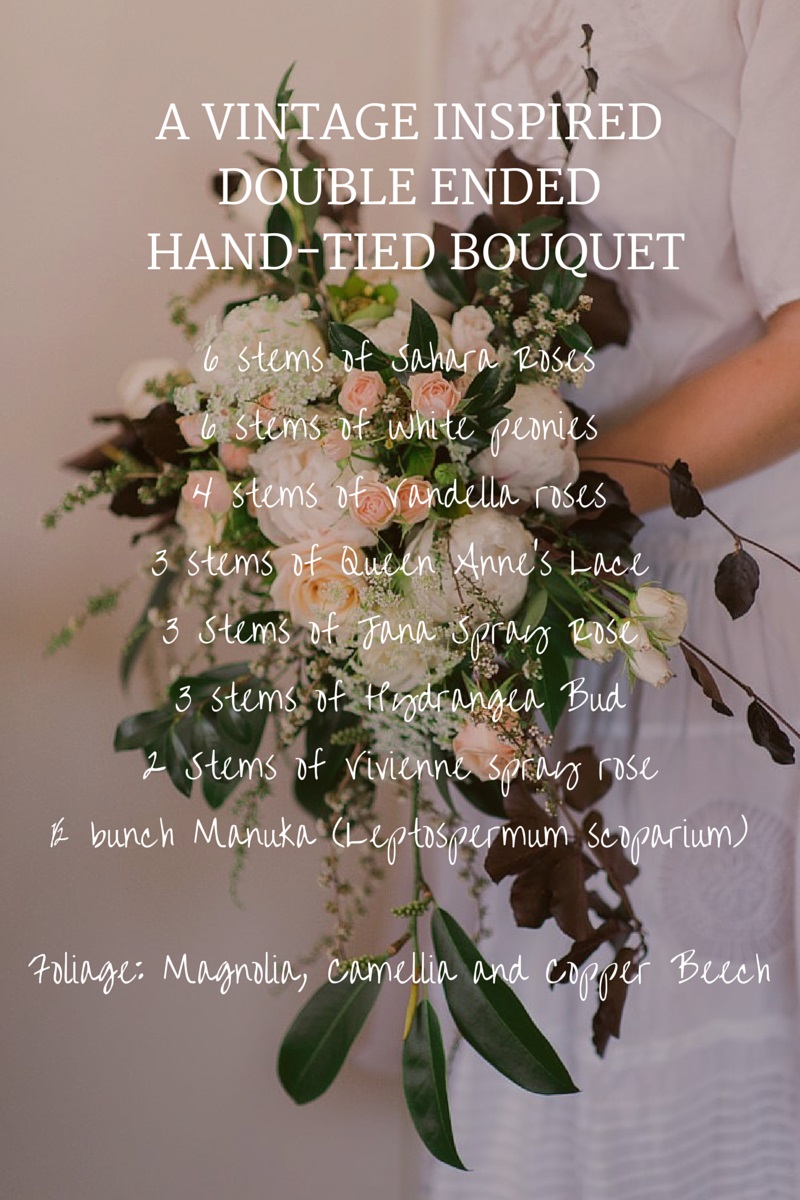 Bridal Bouquet Recipe ~ A Beautiful Vintage-Inspired Bridal Bouquet of Roses & Peonies