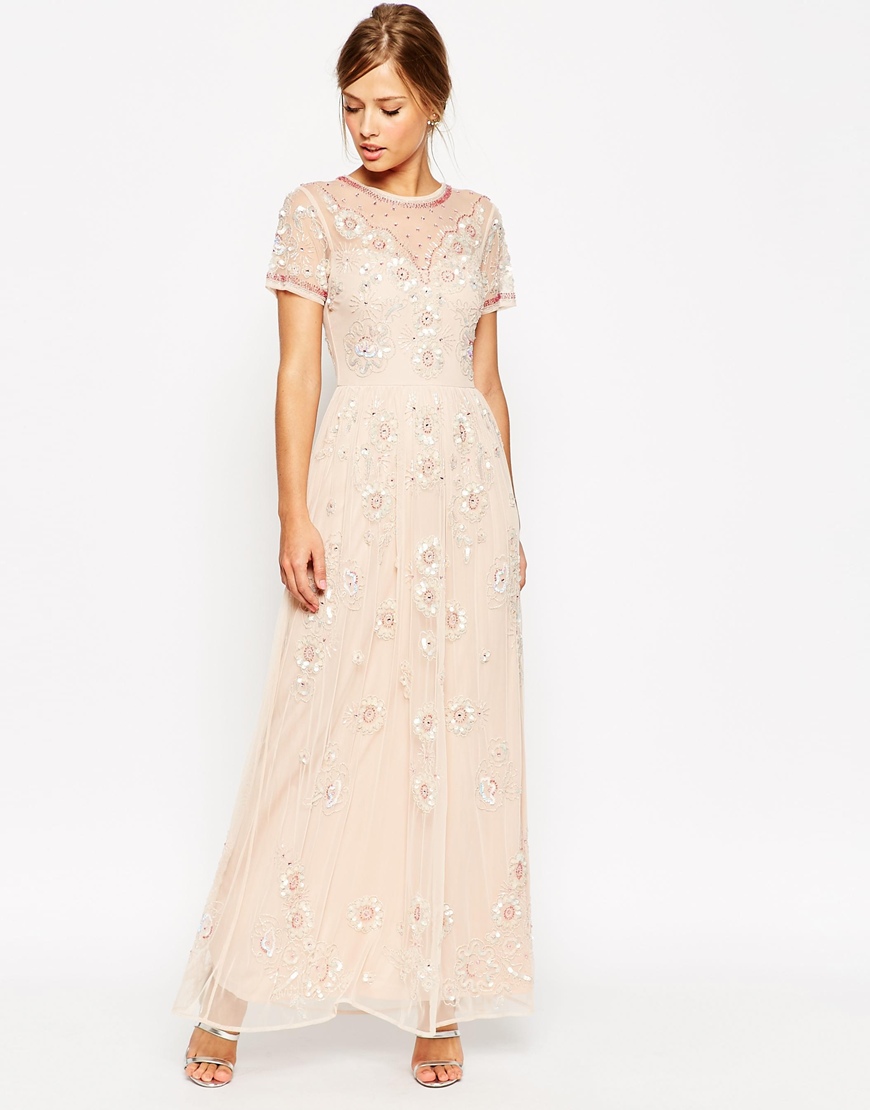Art Deco Bridesmaid Dresses - Floral Embellished Maxi Dress