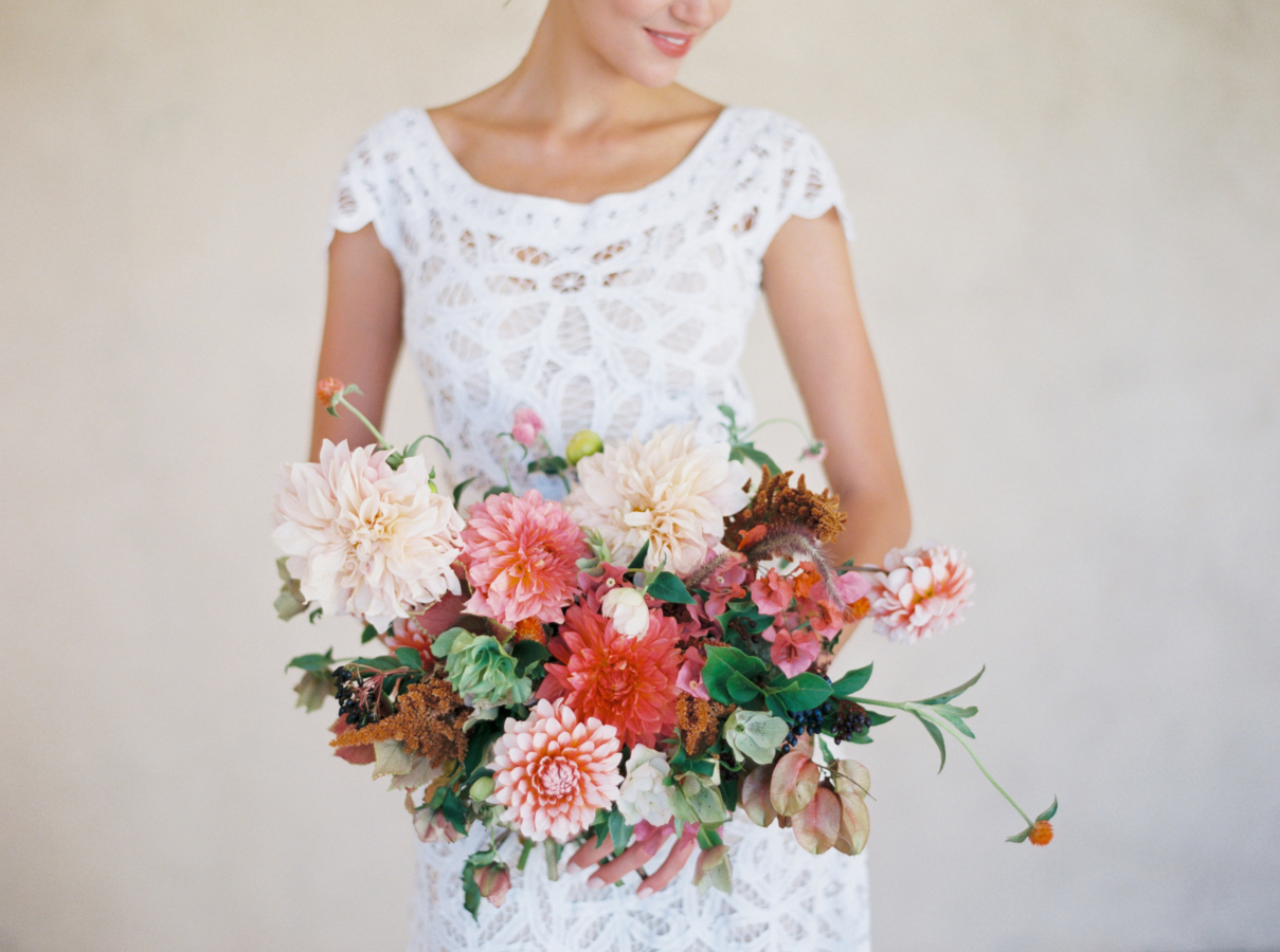 Wedding Bouquet Recipe ~ A Bridal Bouquet of Dahlias in Soft Autumn Shades