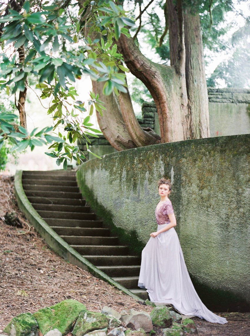Purple Wedding Dress - Romantic Spring English Garden Wedding Inspiration