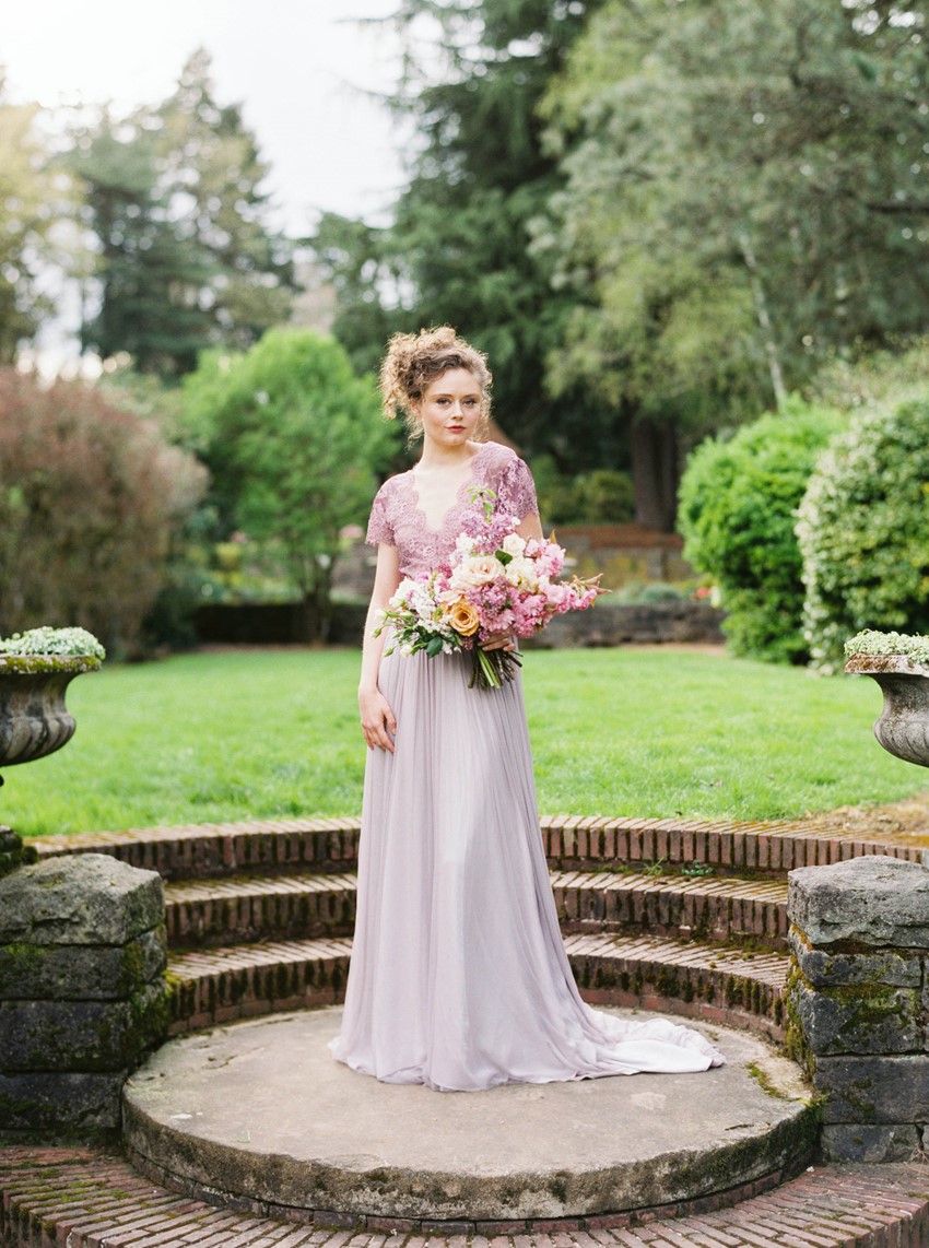 Purple Wedding Dress - Romantic Spring English Garden Wedding Inspiration