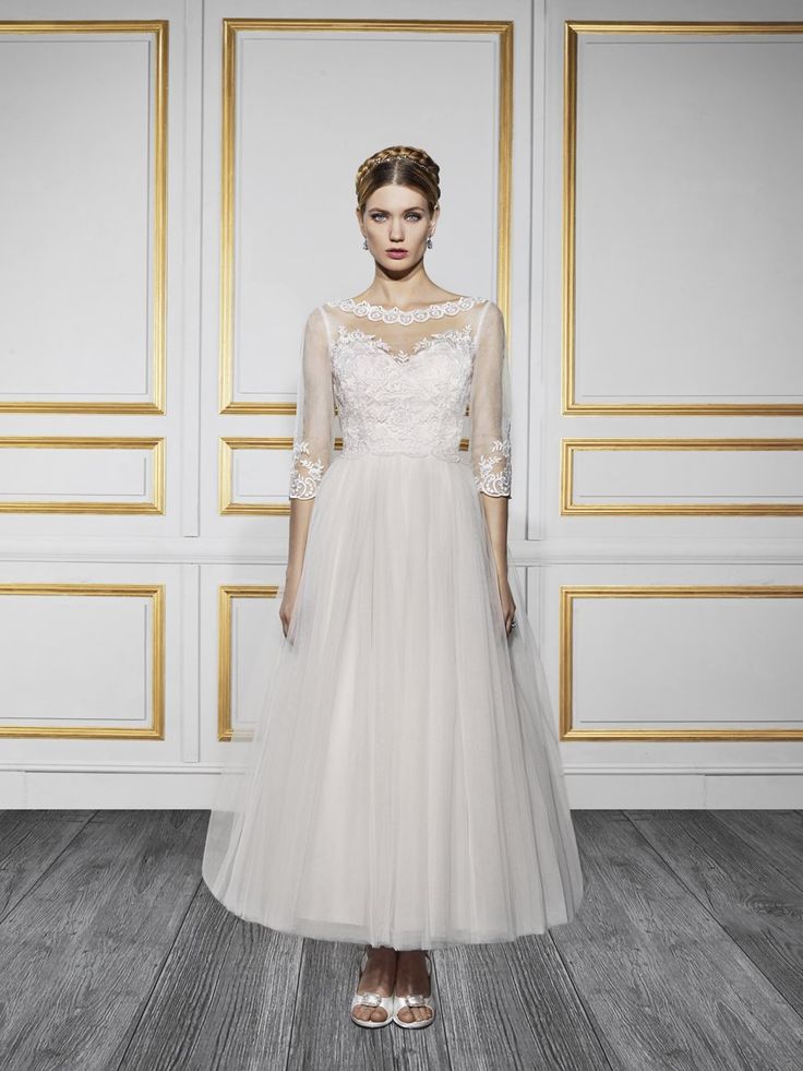 Vintage Wedding Dress - Moonlight Bridal Blush Tea Length Wedding Dress