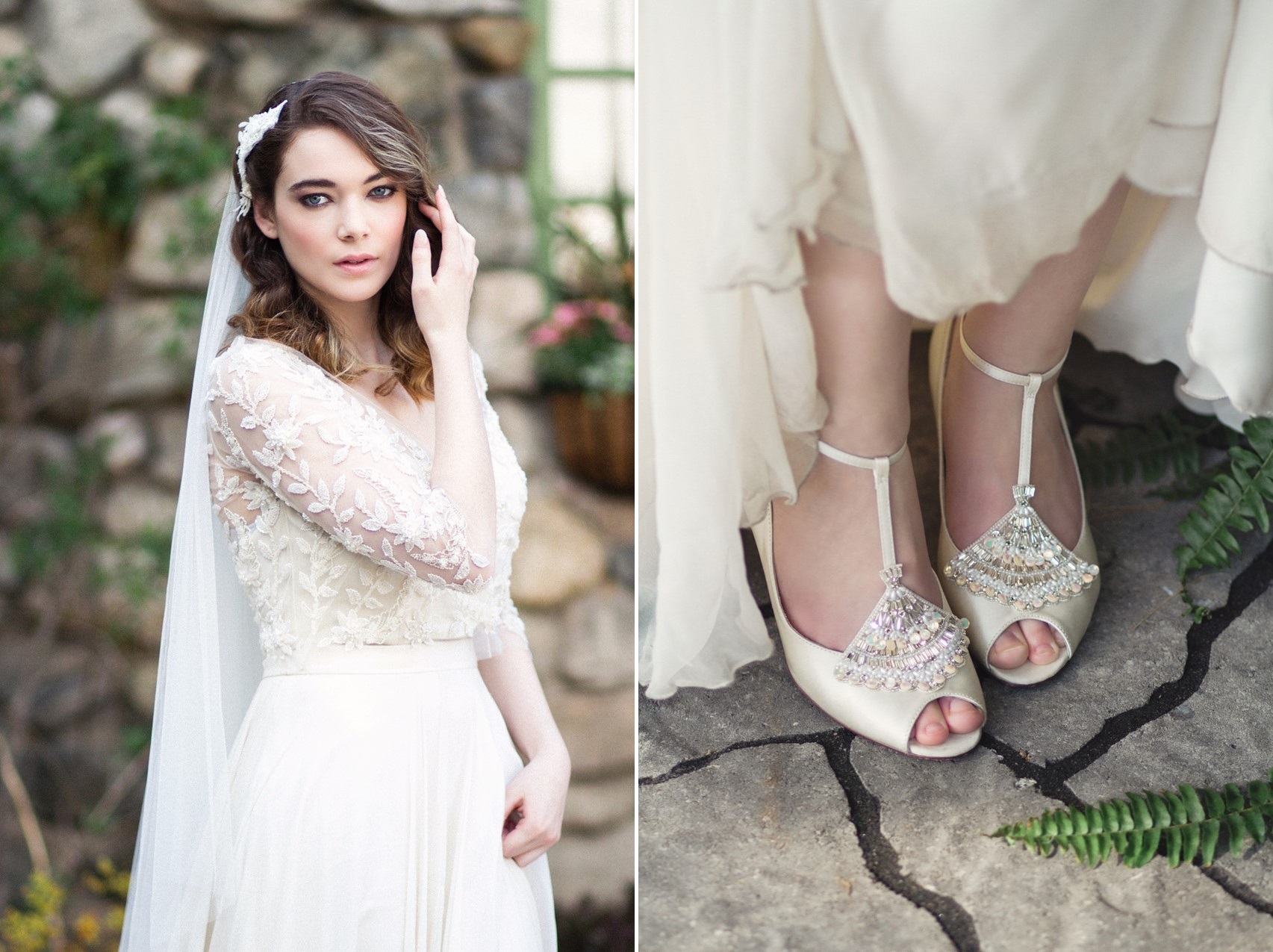 Bridal Veil & Bridal Shoes - Romantic Al Fresco Wedding Ideas Inspired by Tuscany