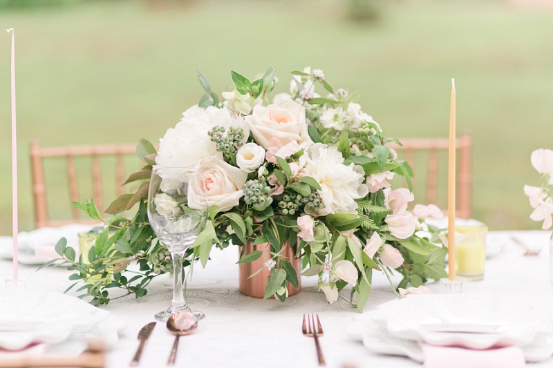 Floral Wedding Centrepiece - Pretty Spring Wedding Ideas in Soft Pastels and Rose Gold