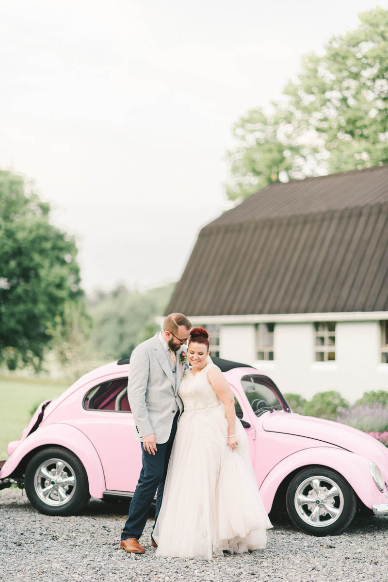 Vintage Pink VW Beetle - A Romantic Vintage Spring Wedding with a Marquee Reception
