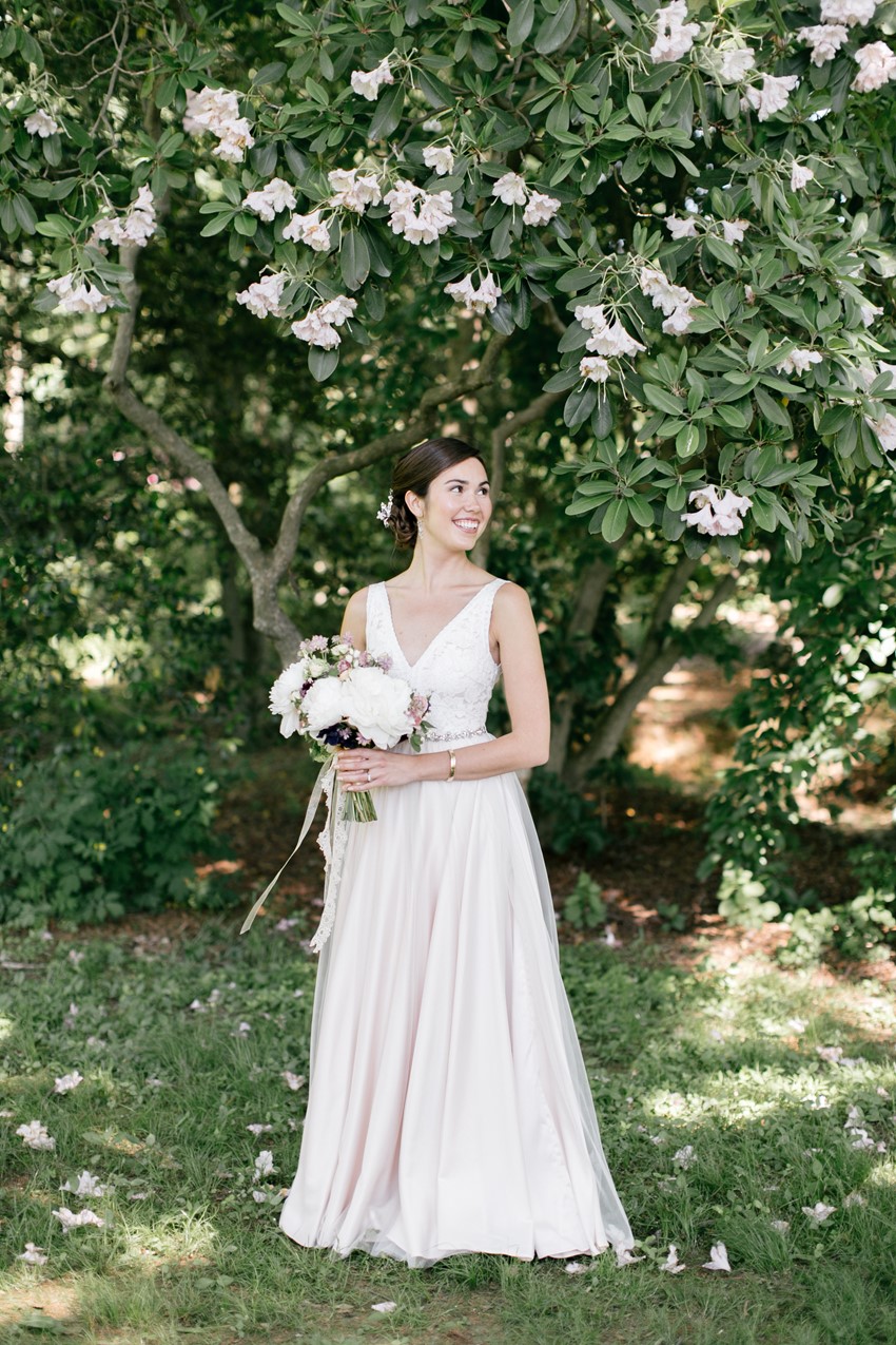 Bride in a Blush Wedding Dress - An Enchanting and Elegant Vintage Garden Wedding