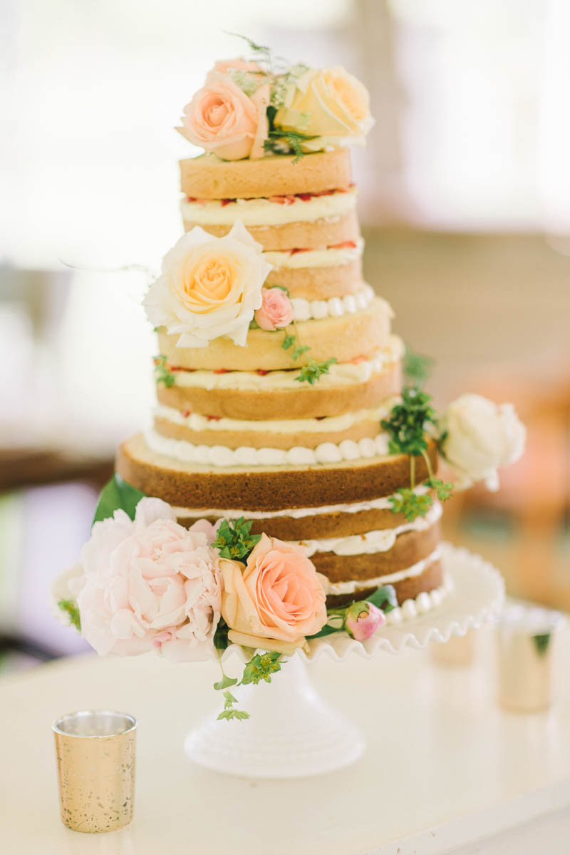 Vintage Naked Wedding Cake - A Romantic Vintage Spring Wedding with a Marquee Reception