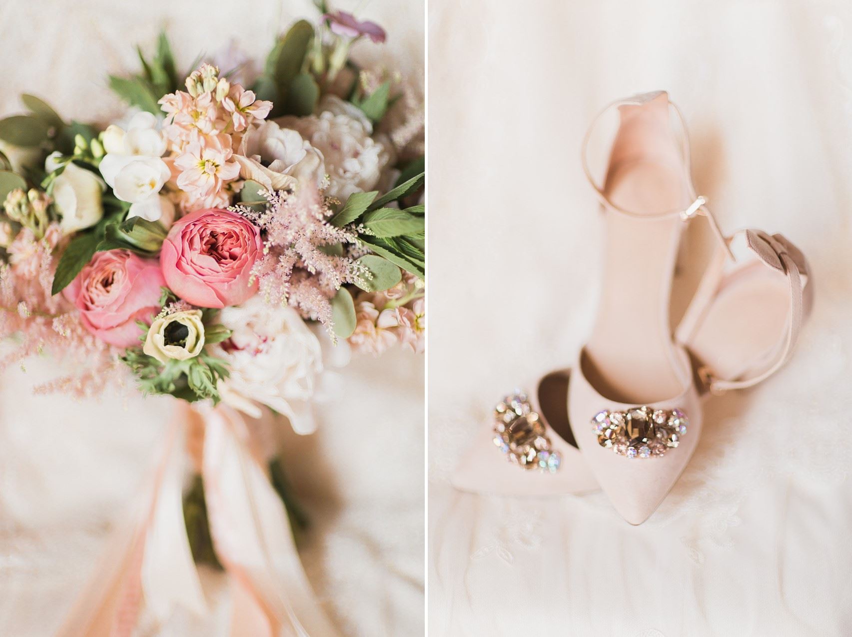 Pink Bridal Shoes - A Romantic Modern-Vintage Wedding with an Elegant Barn Reception