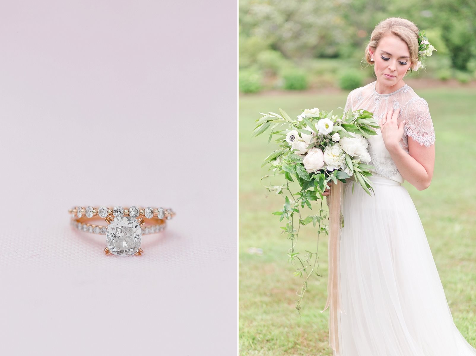 Rose Gold Engagement Ring - Romantic Spring Wedding Inspiration in Pretty Pastels and Rose Gold