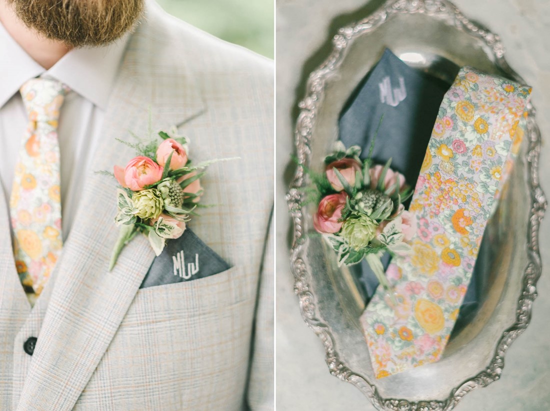 Groom's Boutonniere - A Romantic Vintage Spring Wedding with a Marquee Reception