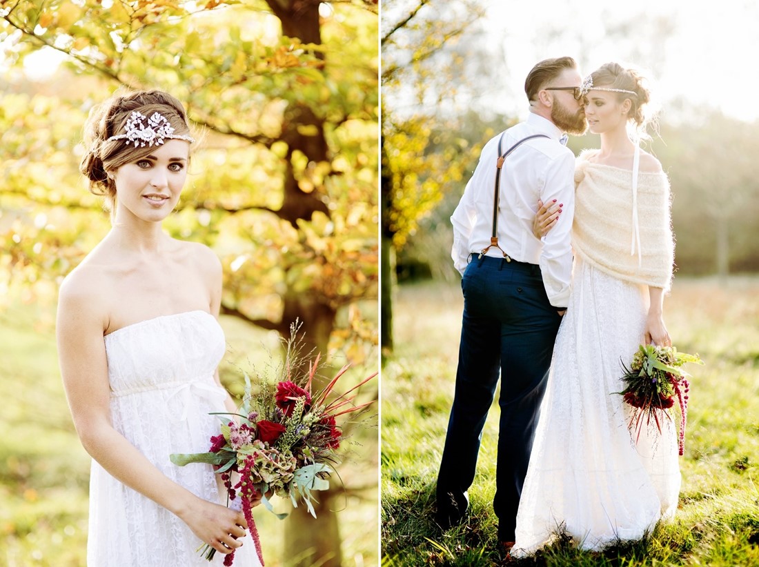 Autumn Bride & Groom - Picnic in the Woods - Cozy and Romantic Autumn Wedding Inspiration
