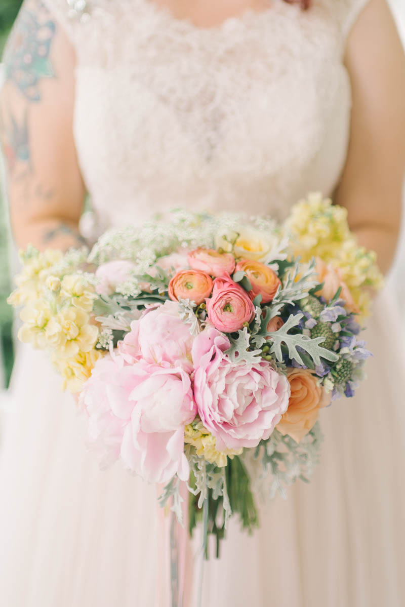 Pretty Pastel Bridal Bouquet - A Romantic Vintage Spring Wedding with a Marquee Reception