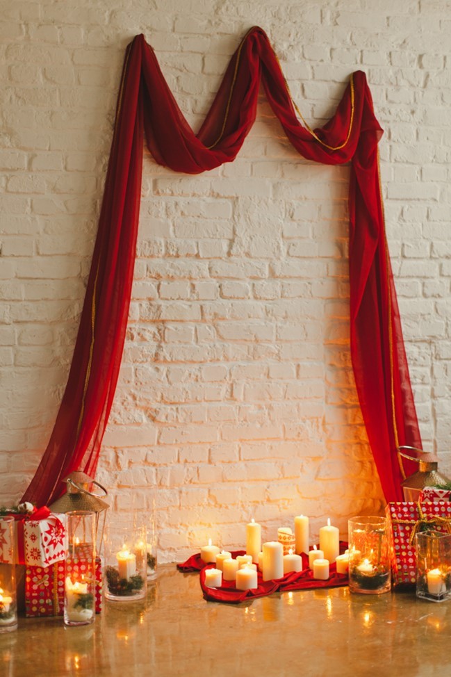 Christmas Wedding Ceremony Decor - A Cosy Christmas Wedding Inspiration Shoot in Red, Green & White from WarmPhoto