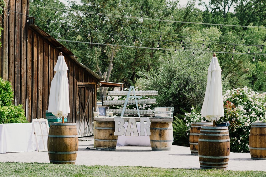 Outdoor Wedding Bar - An Intimate Outdoor Wedding in a Romantic Palette of Pink