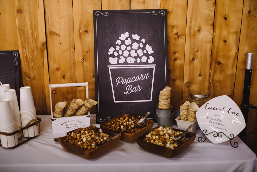 Wedding Popcorn Bar - An Intimate Outdoor Wedding in a Romantic Palette of Pink