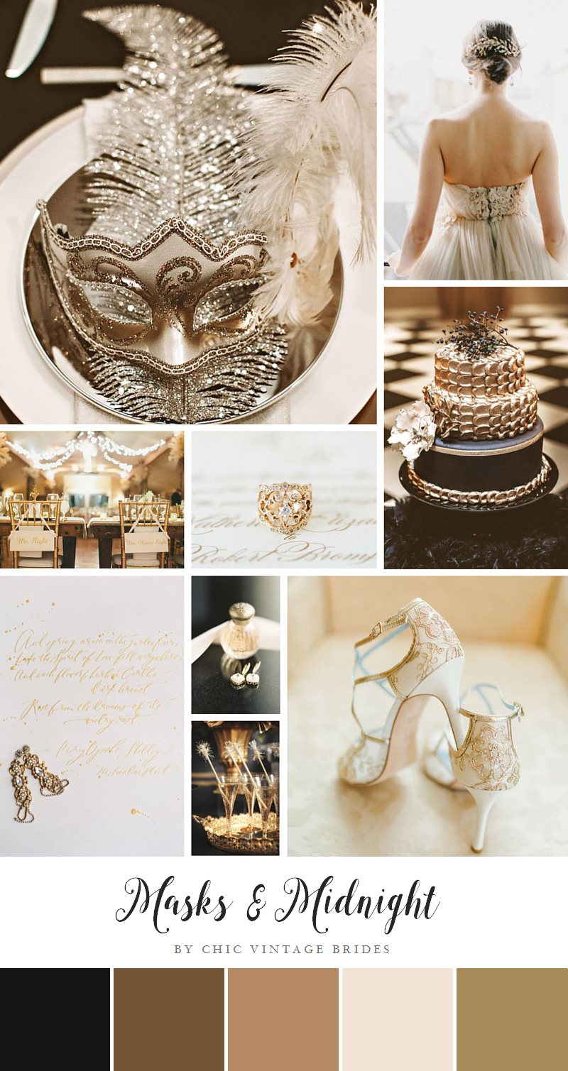 Masks & Midnight - Glamorous New Years Eve Wedding Ideas in Black & Gold