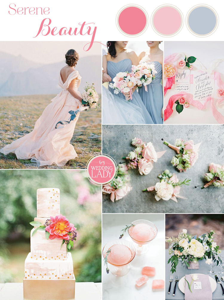 Serene Beauty - Romantic Wedding Inspiration in Rose Quartz & Serenity Blue by Hey Wedding Lady
