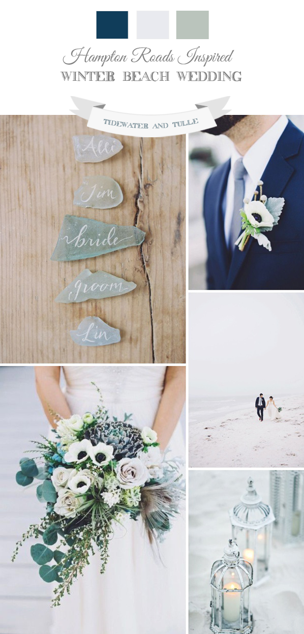 Winter Beach Wedding inspiration Board from Tidewater & Tulle