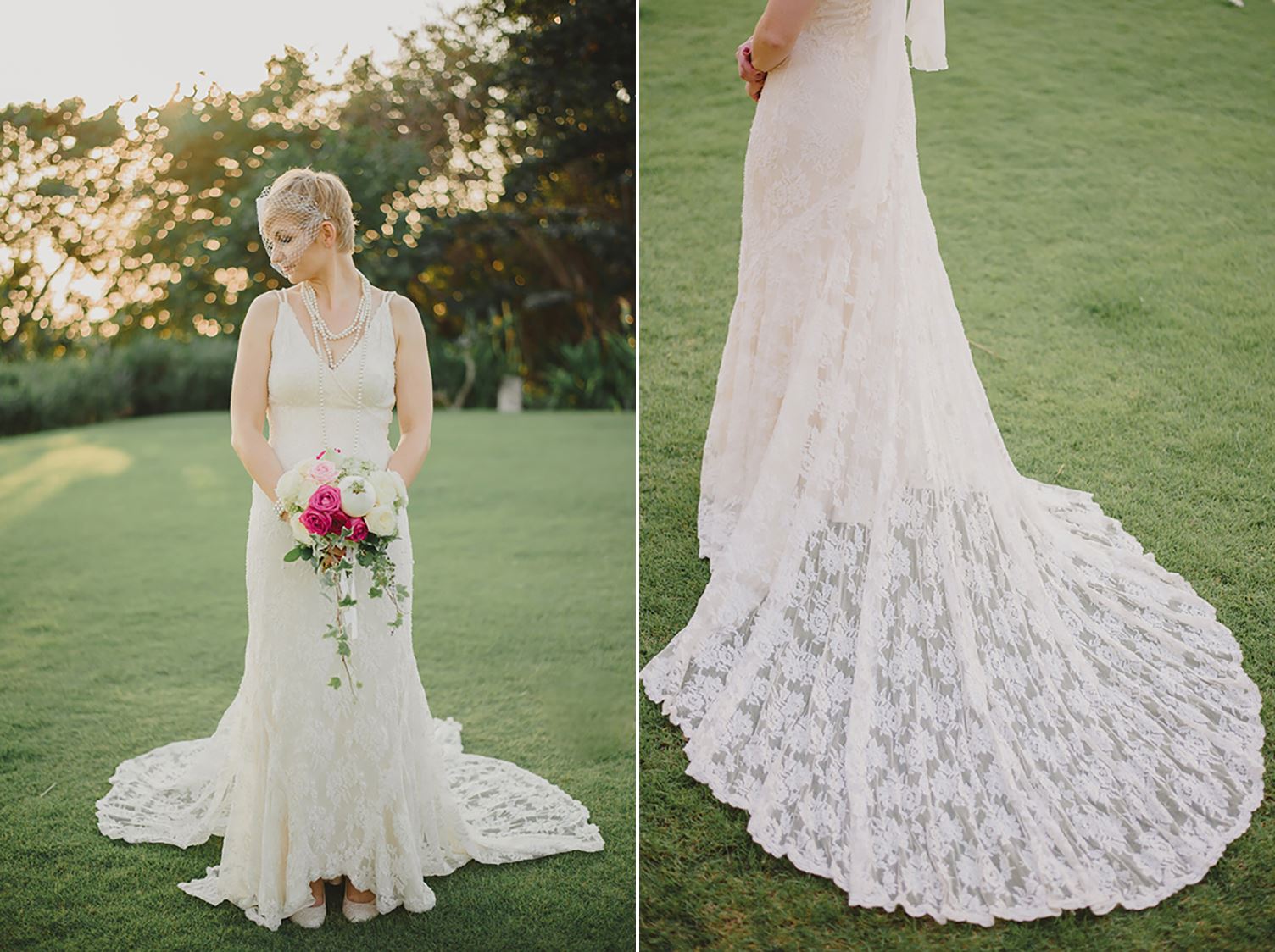 Lace wedding dress for a destination wedding