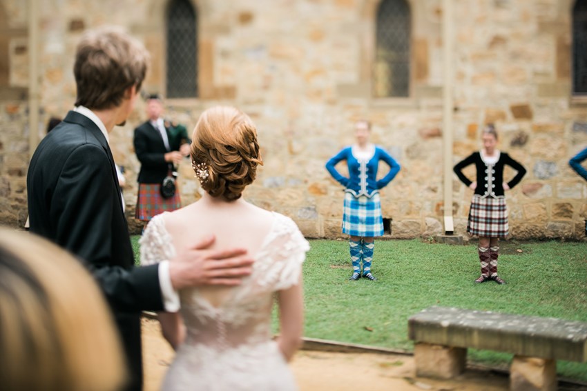 Traditional Scottish Dancers at a Wedding