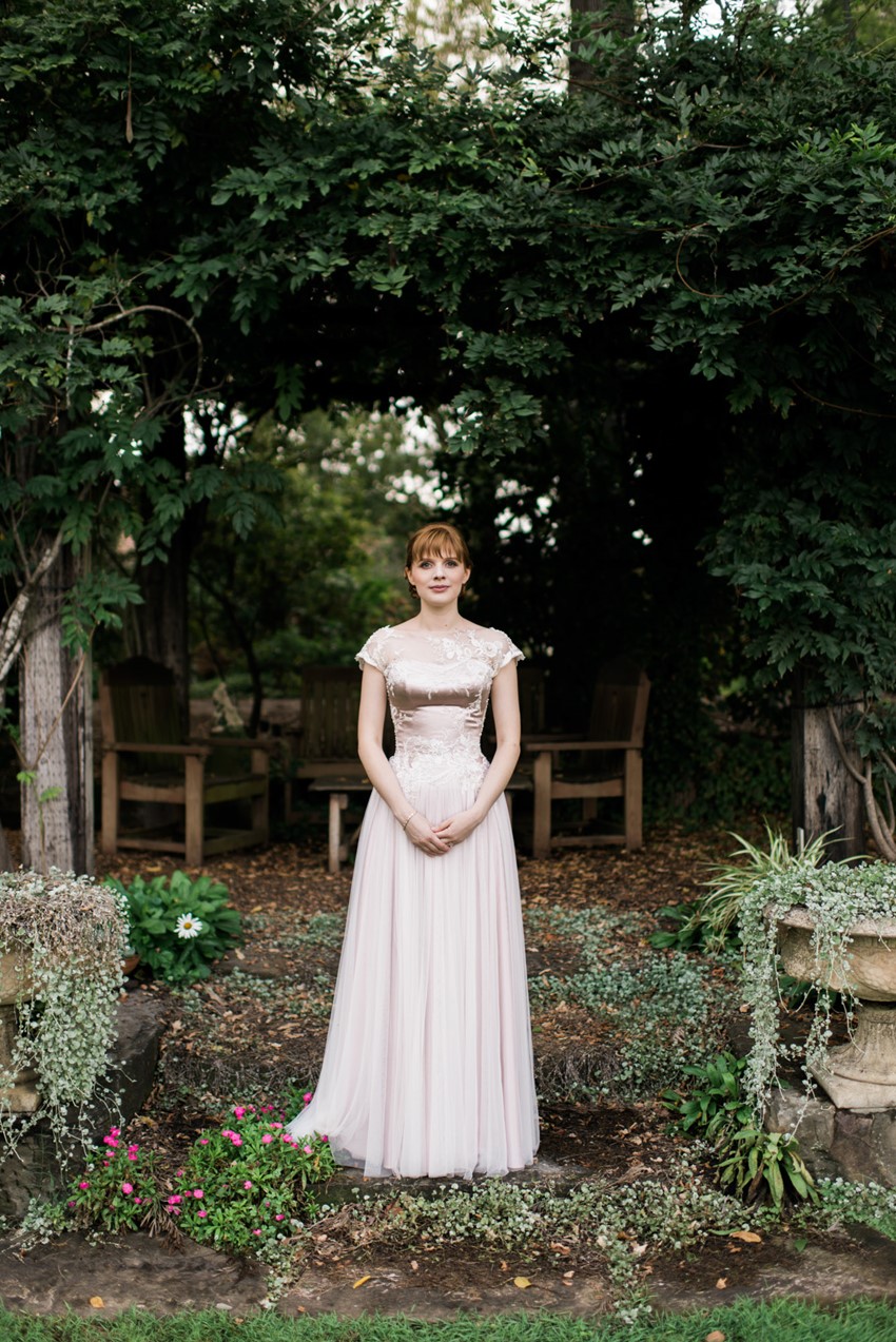 Vintage inspired pink wedding dress