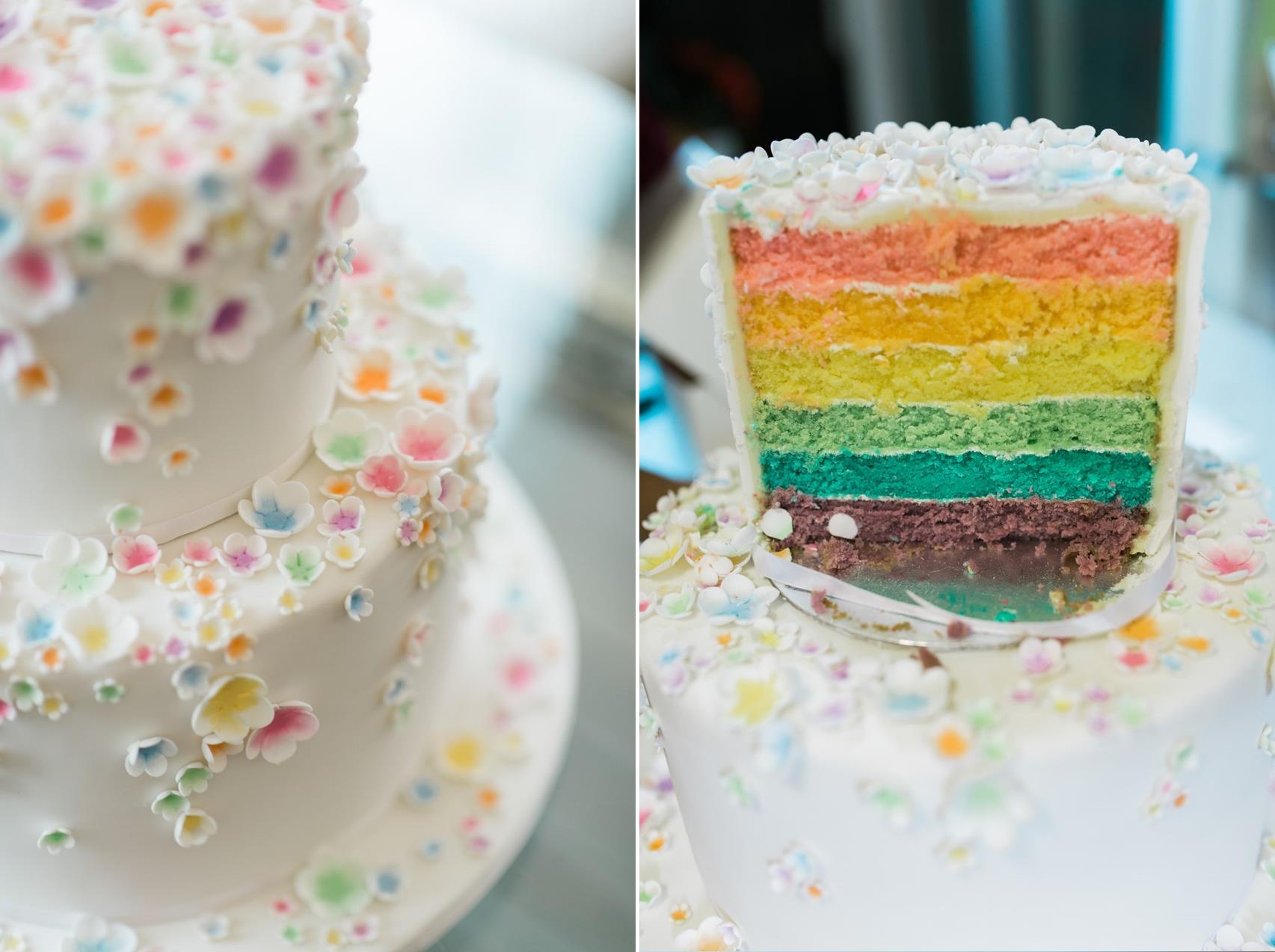 Floral Rainbow Wedding Cake